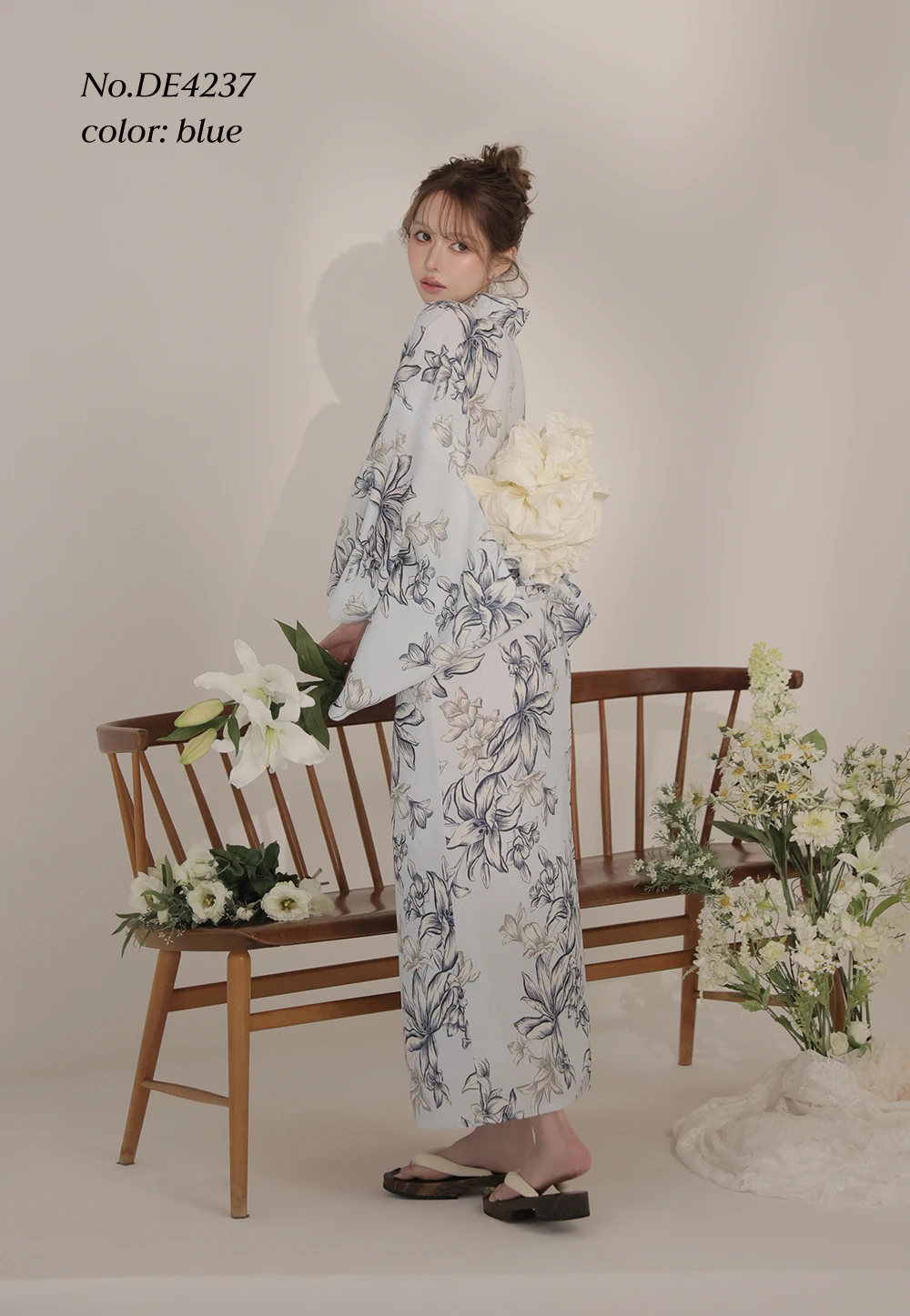 新品未開封♡パレフローラル浴衣 WEB限定】浴衣3点セット（浴衣「NaturalFurifu・青薔薇」+ 半巾帯「花