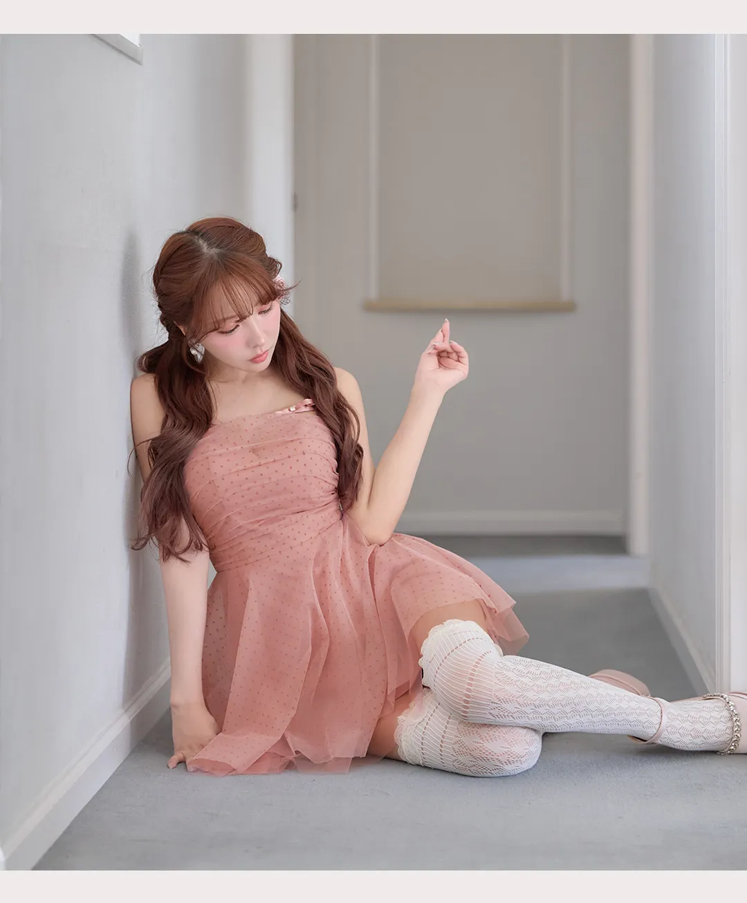 【ANGEL R/エンジェルアール】ドットデザイン/ シフォン/ シースルー/ リボン/ フレア/ マイクロミニドレス/ キャバドレス