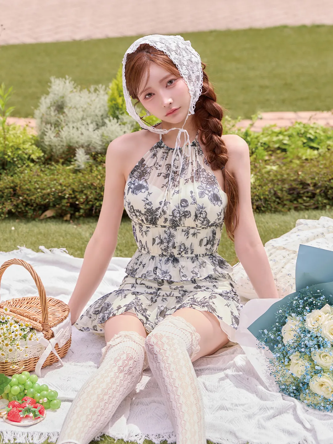 ツーピース セットアップ 花柄 シフォン アメスリ ローブドフルール ROBE de FLEURS 