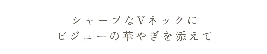 シャープなVネックに
ビジューの華やぎを添えて 2