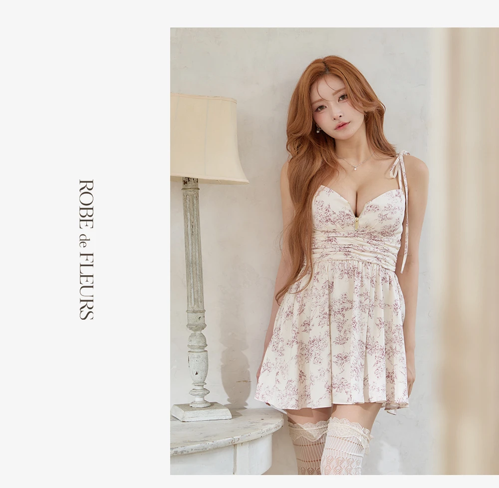 【ROBE de FLEURS/ローブドフルール】クラシカルフラワーフレアミニドレス 3