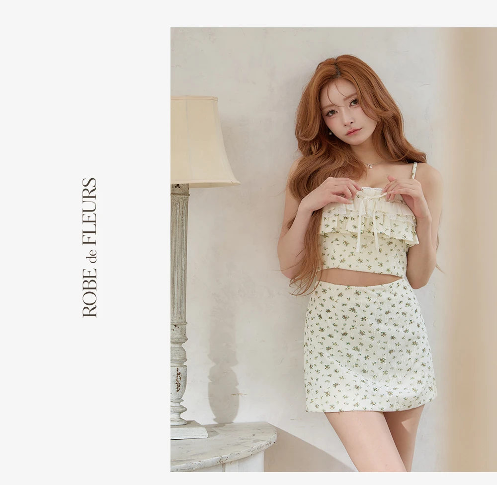 【ROBE de FLEURS/ローブドフルール】小花柄レースフリルセットアップドレス 3