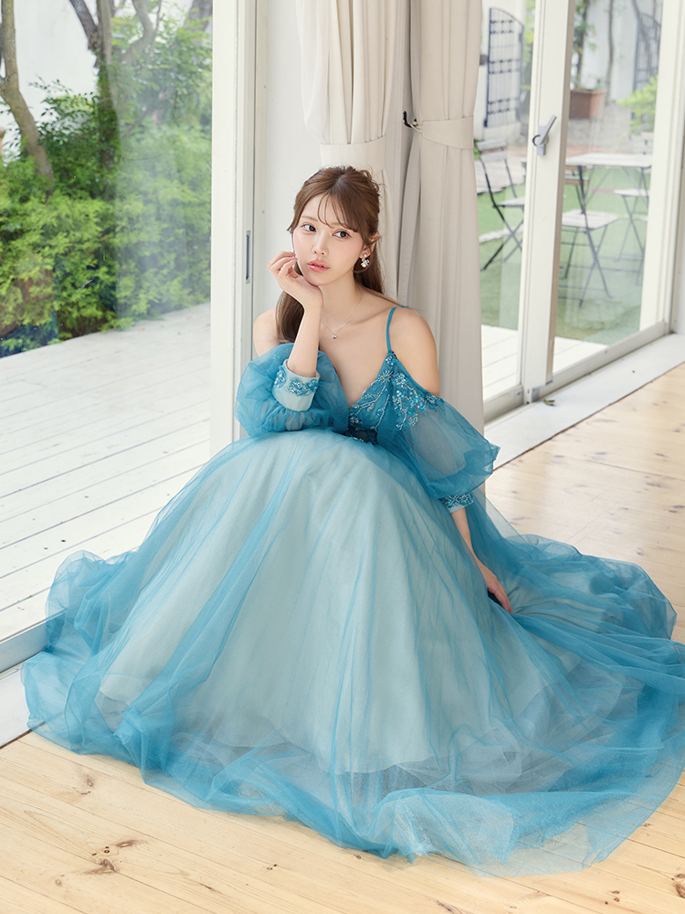 JEAN MACLEAN Princess in Bloom 刺繍ドレス No.61205 ブルーグリーン メインカット