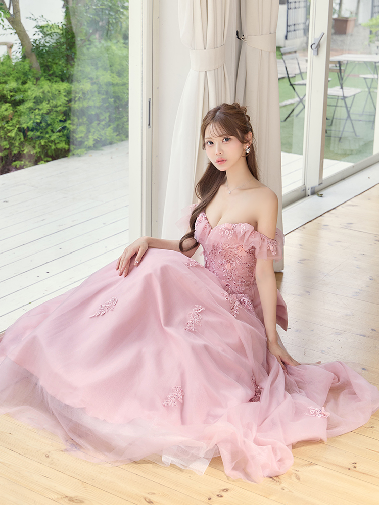 JEAN MACLEAN Princess in Bloom フラワーレースドレス No.61206 ピンクベージュ メインカット
