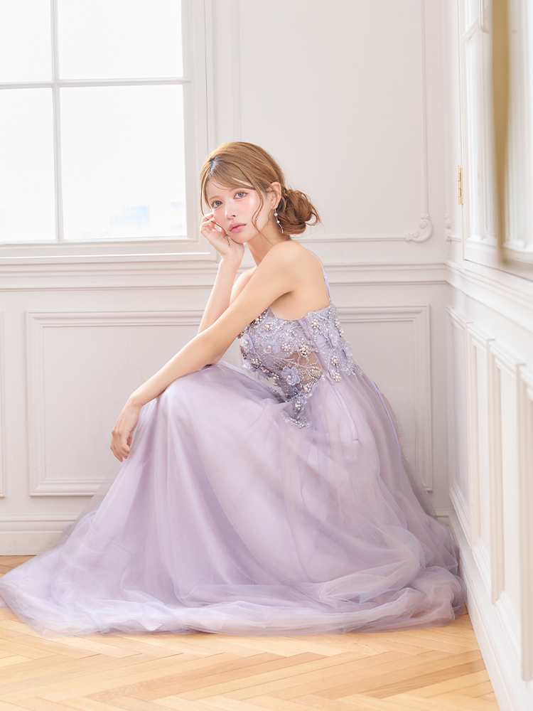 JEAN MACLEAN Princess in Bloom ビジュー刺繍ドレス No.61203 ラベンダー メインカット