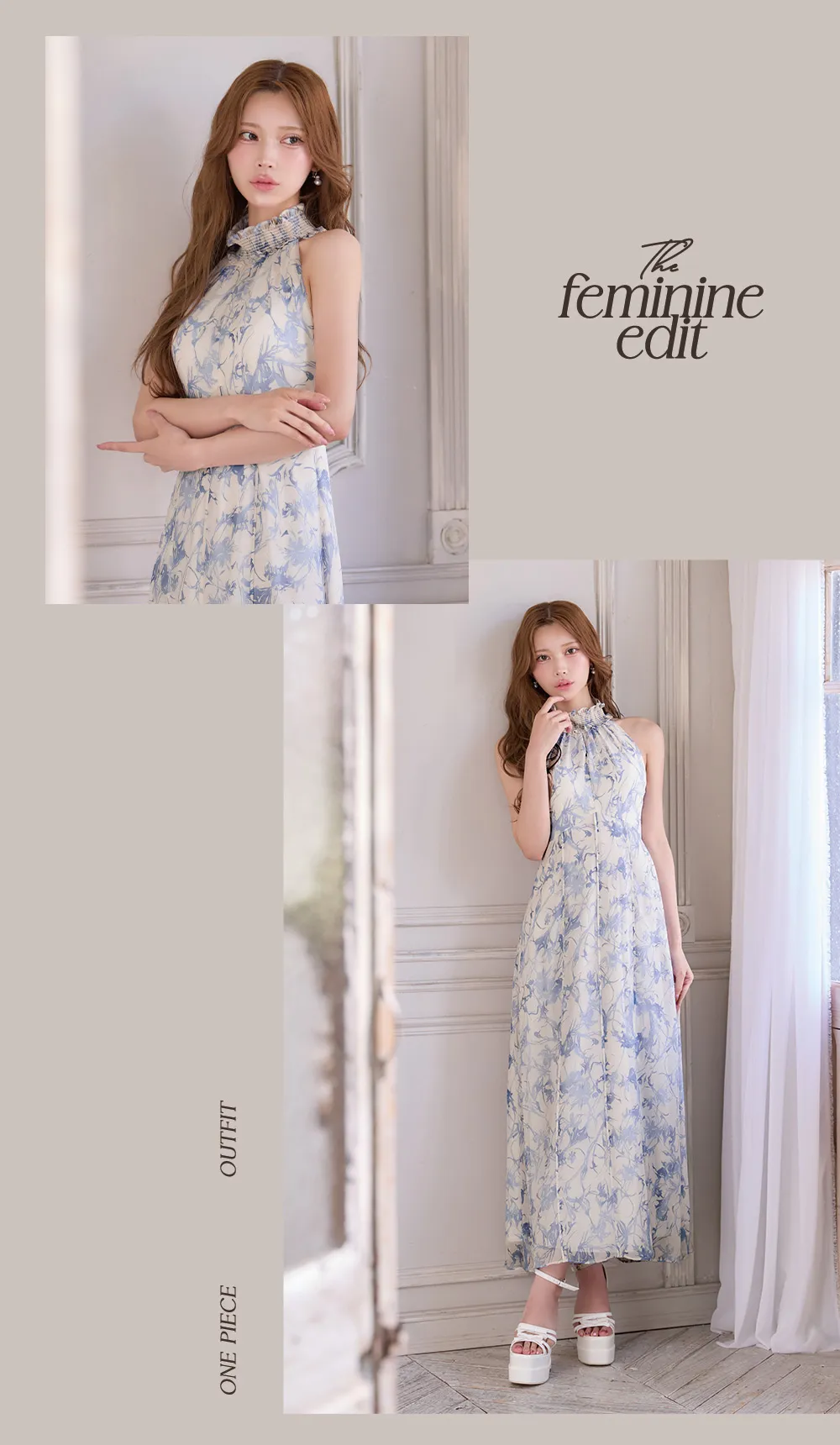 【GINZA COUTURE/銀座クチュール】花柄プリントホルターネックワンピース 2