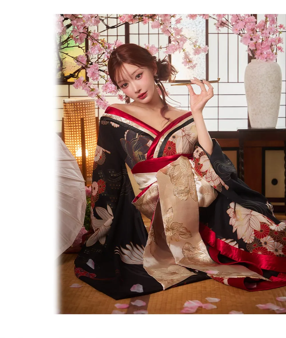 花魁コスプレ 帯・柄のアップ