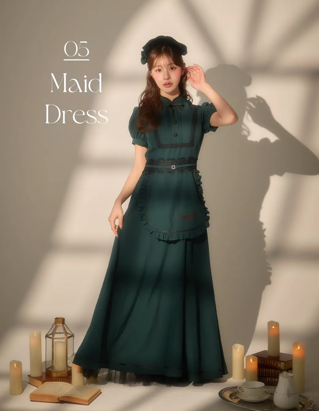 【送料無料！】【ハロウィン】コウモリロングワンピース洋館メイド【コスプレ2点SET】【S-XLサイズ】[OF03]加藤美南着用