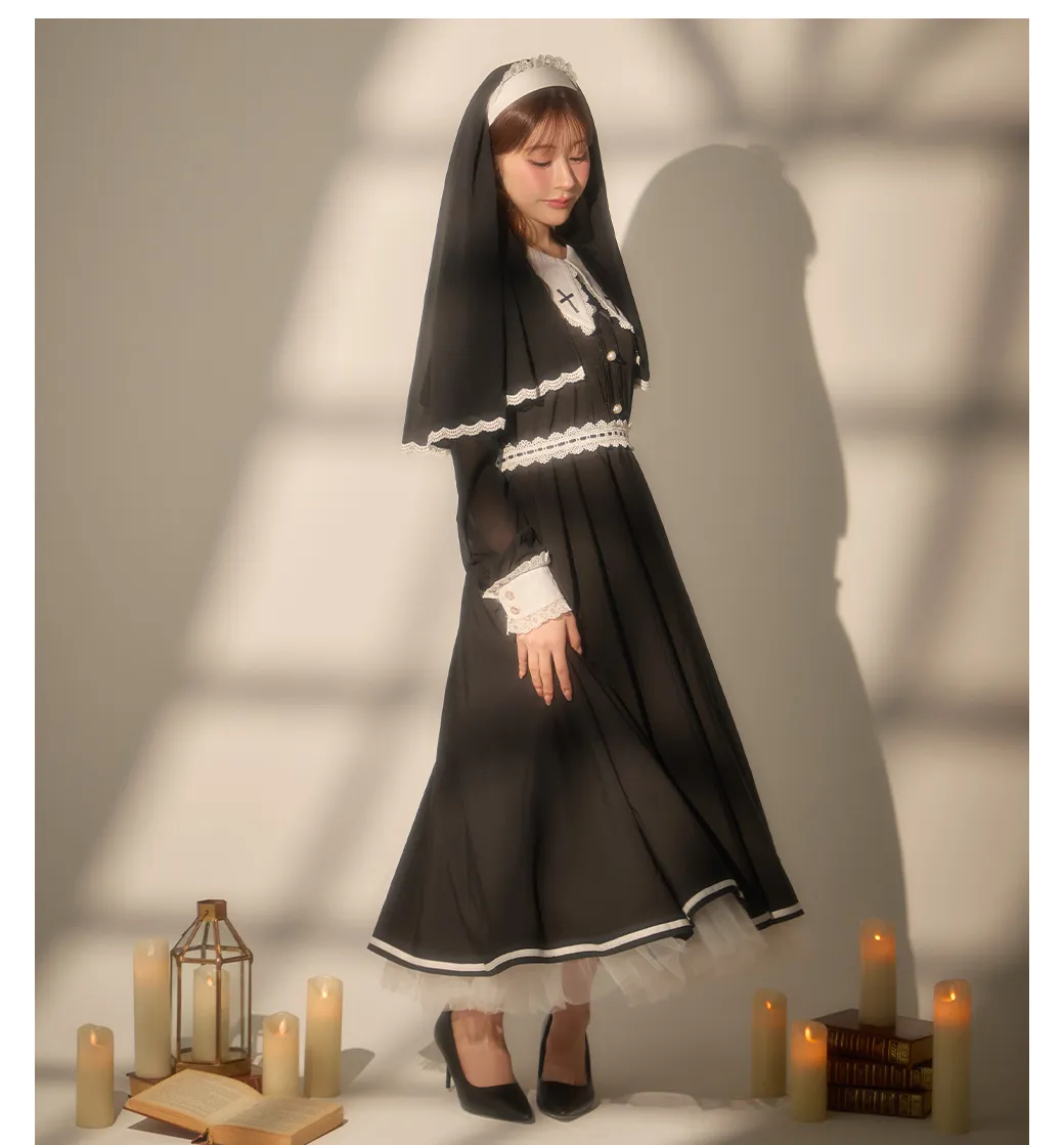 【送料無料！】【ハロウィン】ゴシックシスターロングスカートコスプレ【コスプレ3点SET】【S-XLサイズ】[OF03]加藤美南着用
