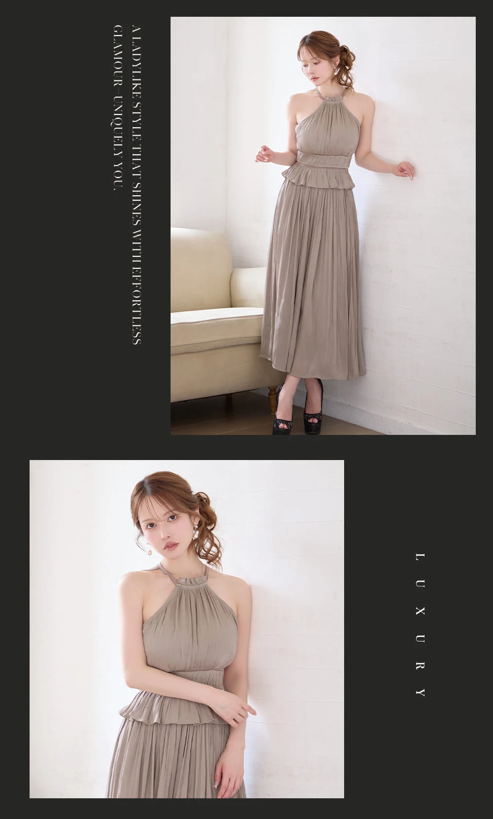 【DEA./ディア】シフォンプリーツホルターネックペプラムワンピース 2