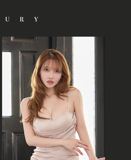 【Glossy/グロッシー】サテンドレープビジューワンピース