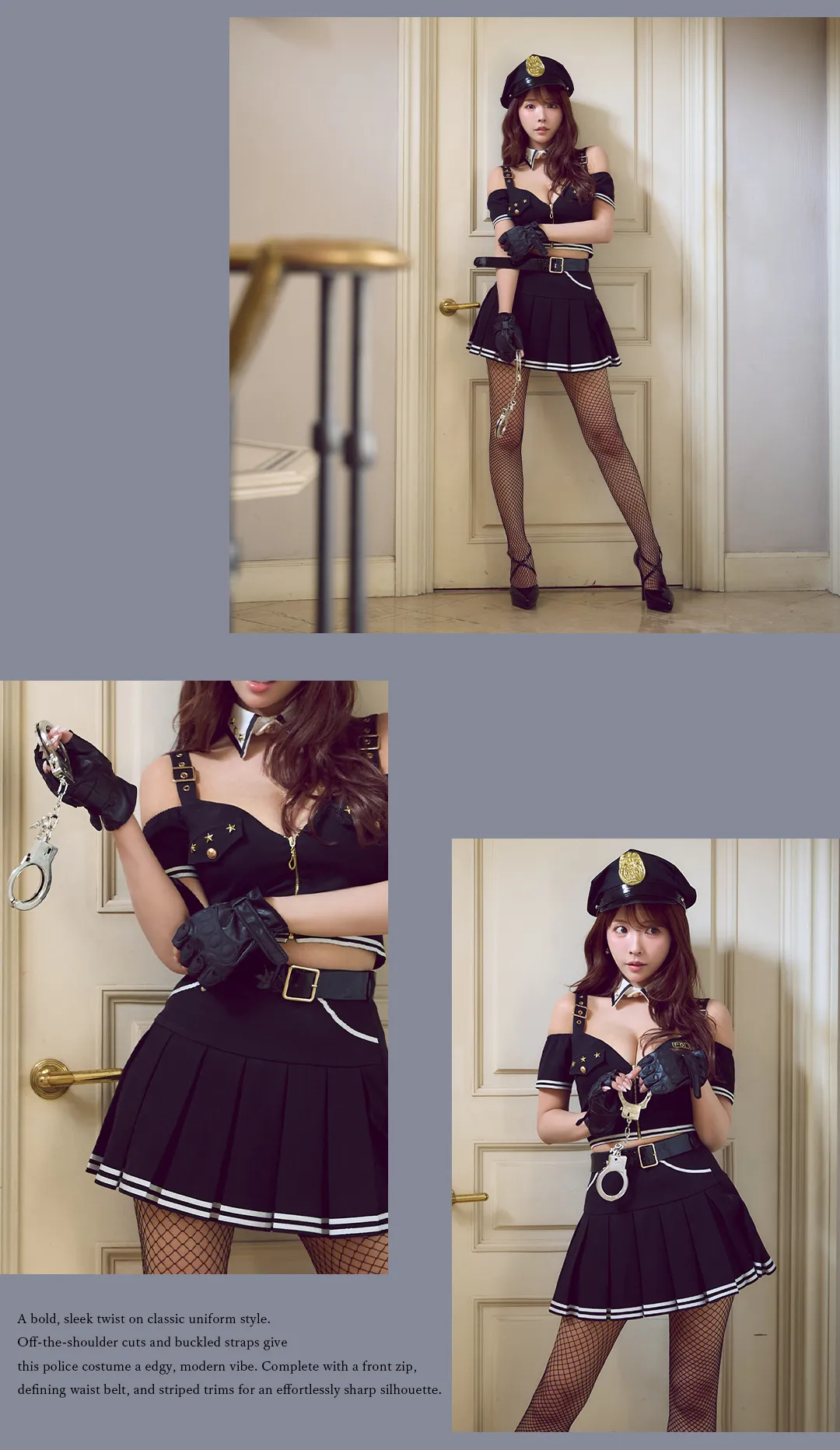【ハロウィン】オフショルダージップポリスコスプレ3