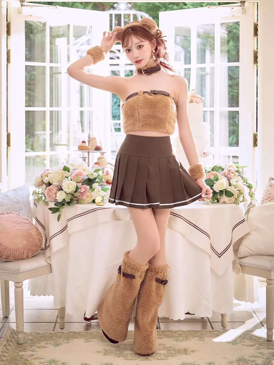 【ハロウィン】もこもこベアプリーツセットアップ【コスプレ6点SET】 ディテール