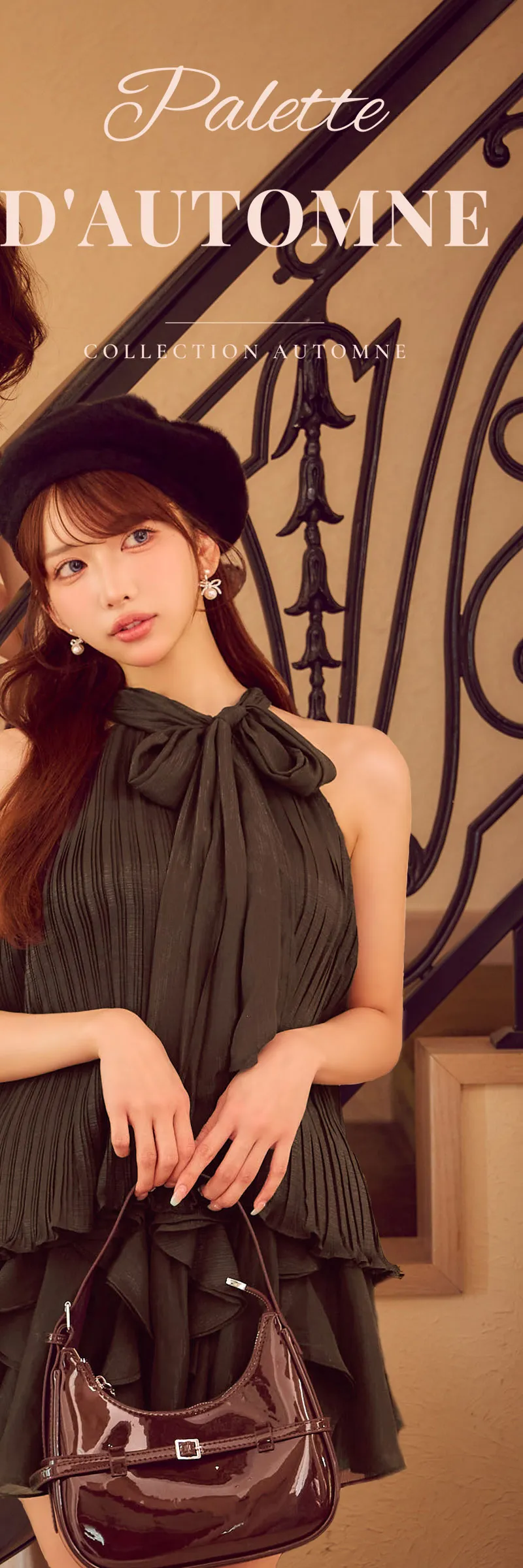飛鳥着用【ROBE de FLEURS/ローブドフルール】リボン アメスリ プリーツシフォン セットアップ ミニドレス キャバドレス