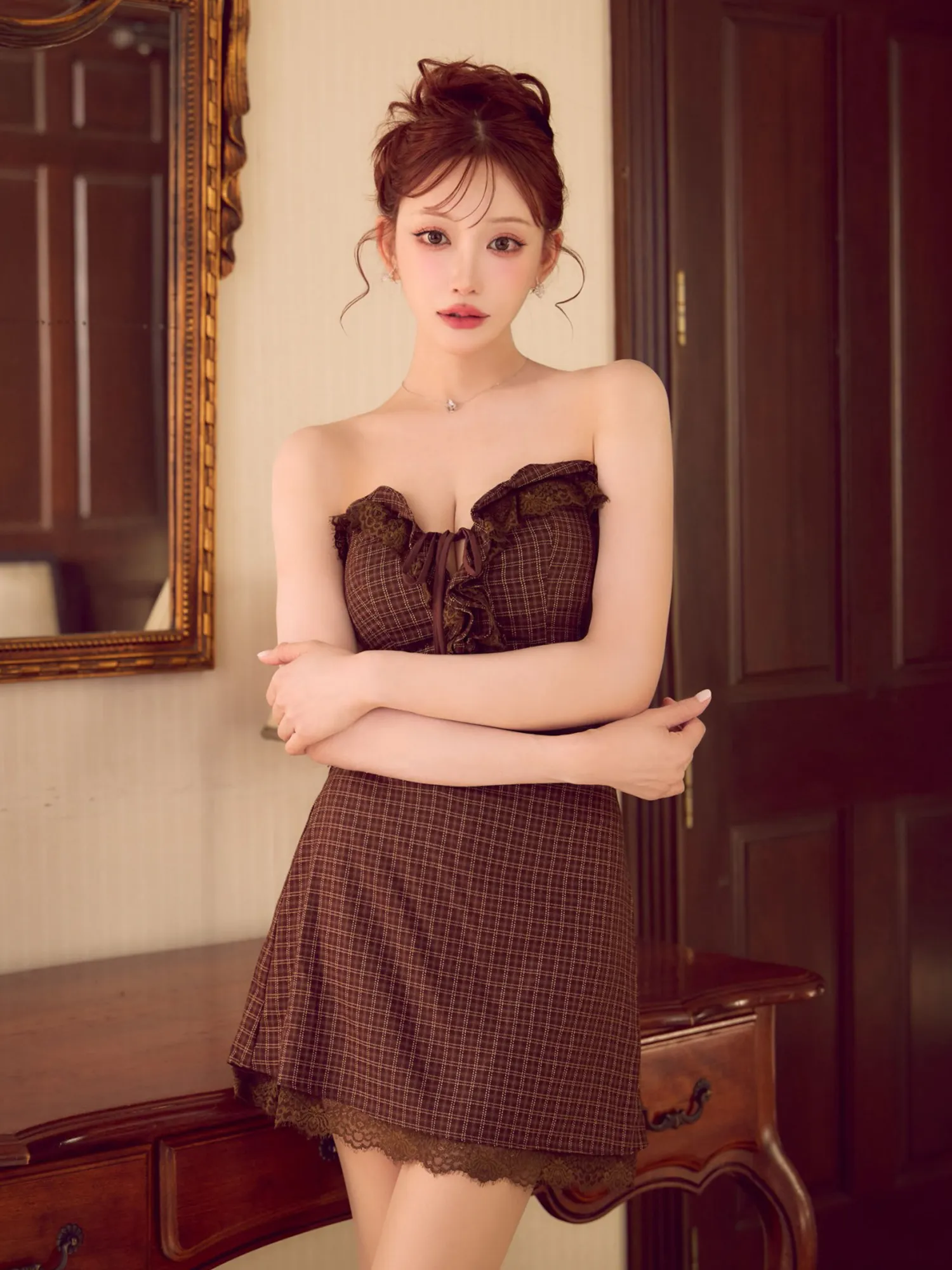 Jeu de Lignes ツイード調セット風ミニドレス AR26852 sugar