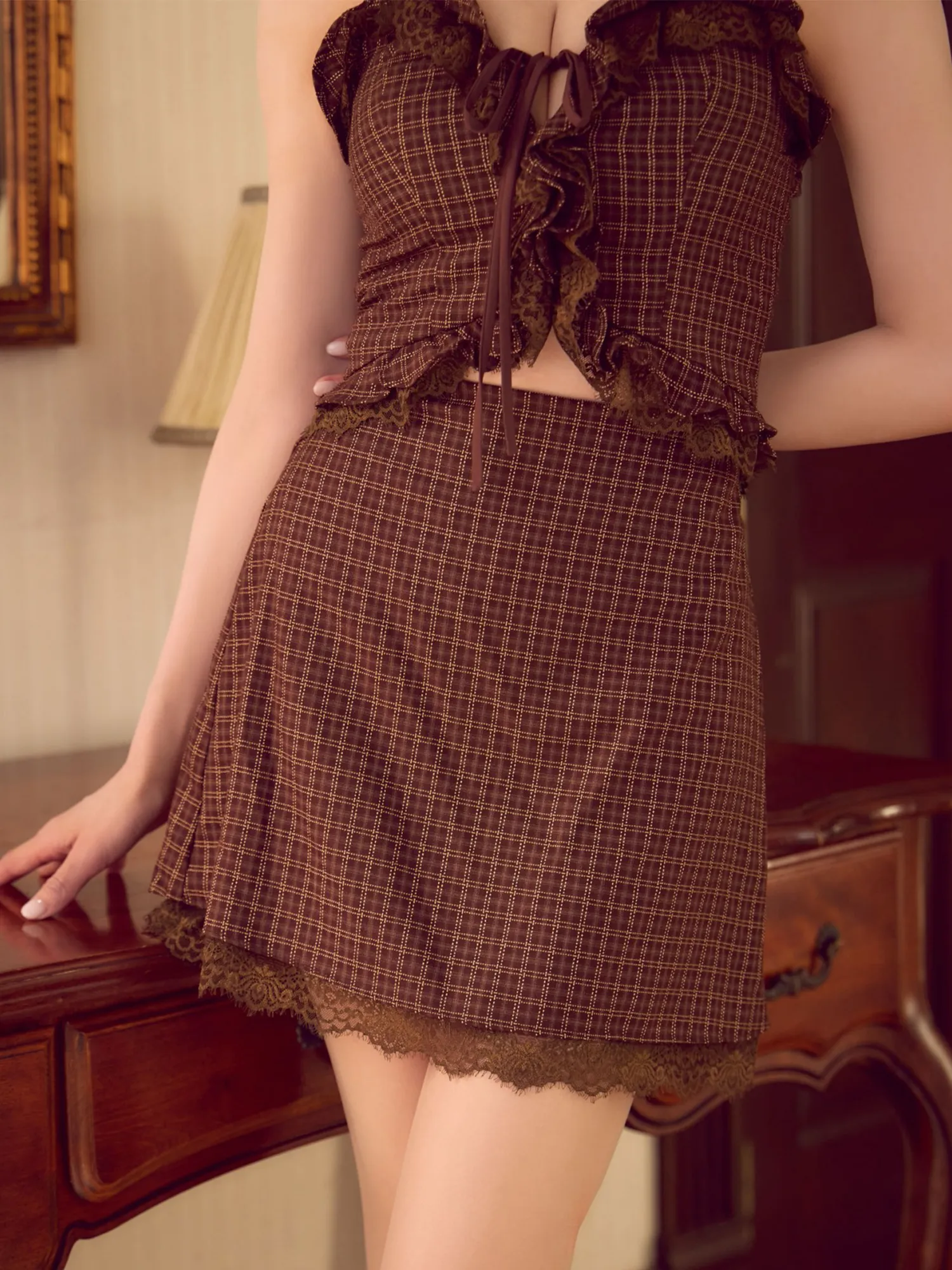 Jeu de Lignes ツイード調セット風ミニドレス AR26852 sugar