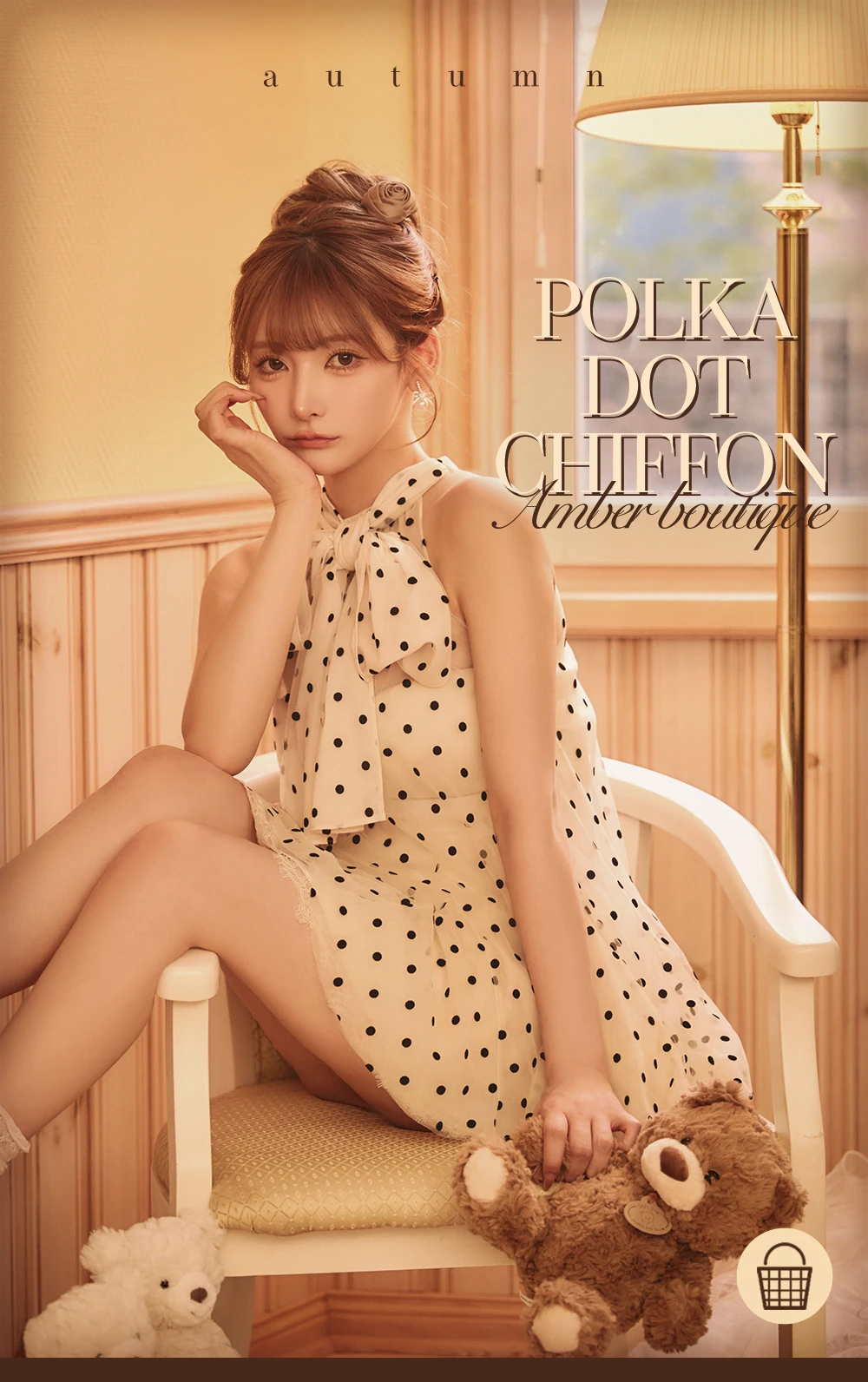 【ROBE de FLEURS/ローブドフルール】ドットリボンフリルシフォンミニドレス 1
