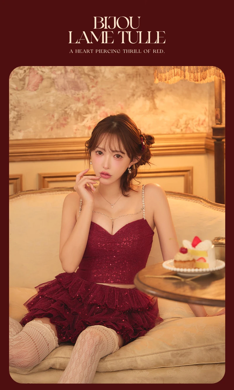 【ROBE de FLEURS/ローブドフルール】ラメグリッターチュールティアードセットアップミニドレス 1