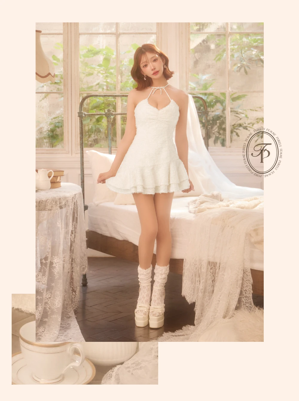【ROBE de FLEURS/ローブドフルール】フリンジジャガードリボンドレス 2