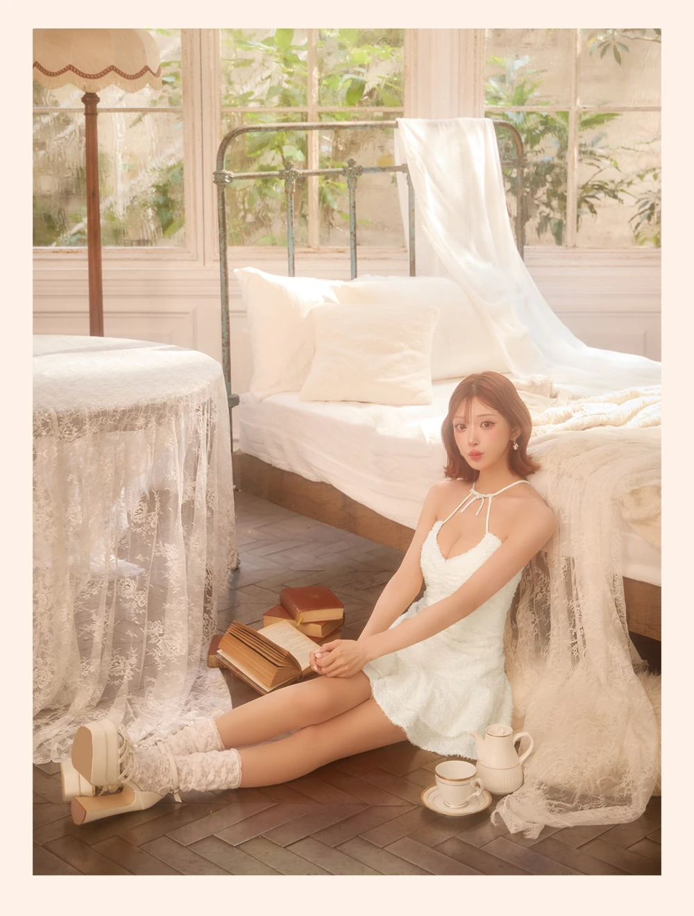 【ROBE de FLEURS/ローブドフルール】フリンジジャガードリボンドレス 4