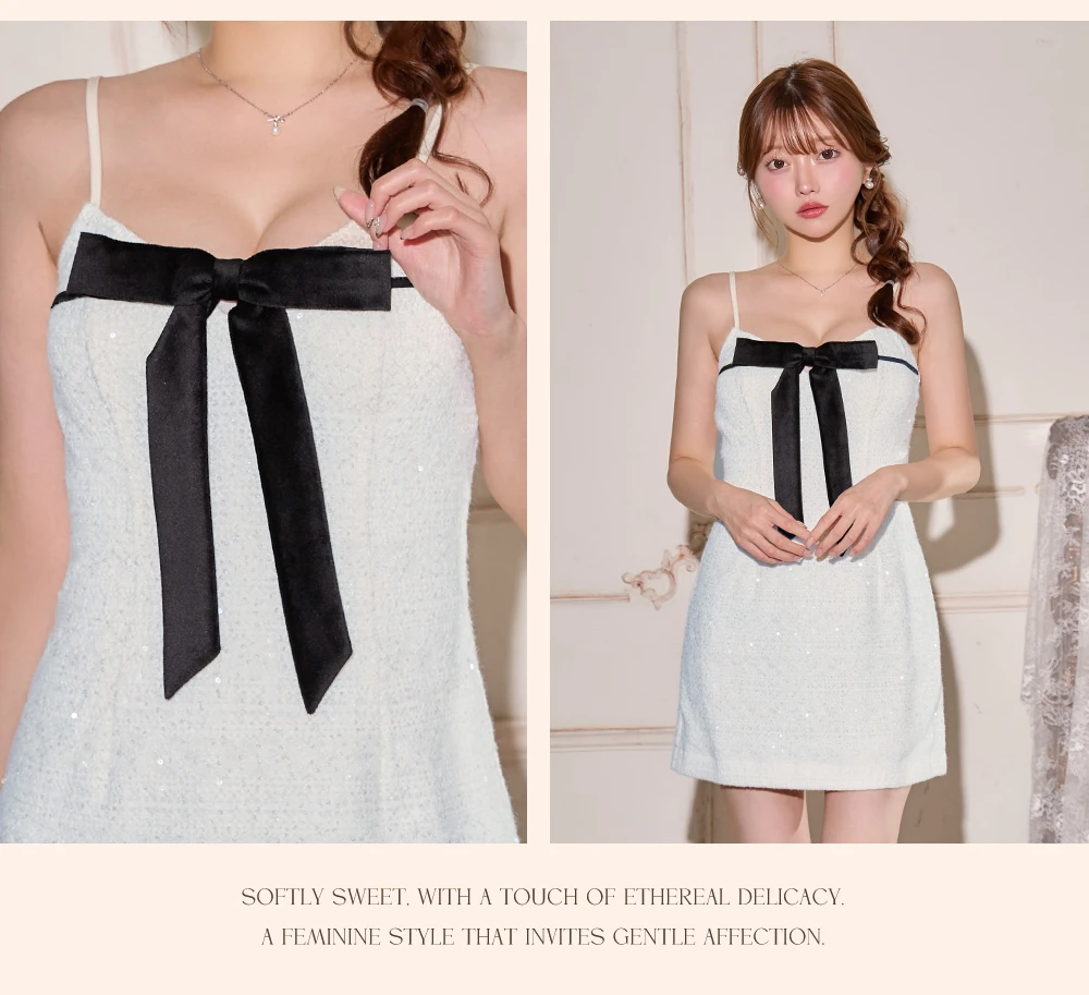 【ROBE de FLEURS/ローブドフルール】スパンコールベロアリボンドレス 3