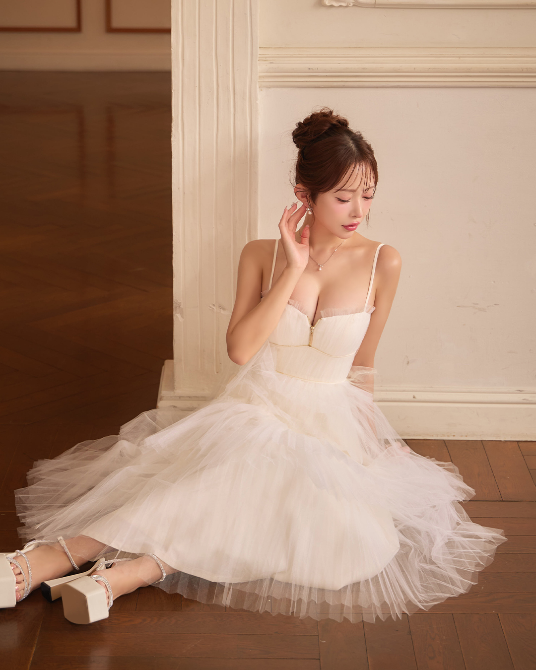 Robe Graceuse DE4918 チュールティアードワンピース 着用イメージ