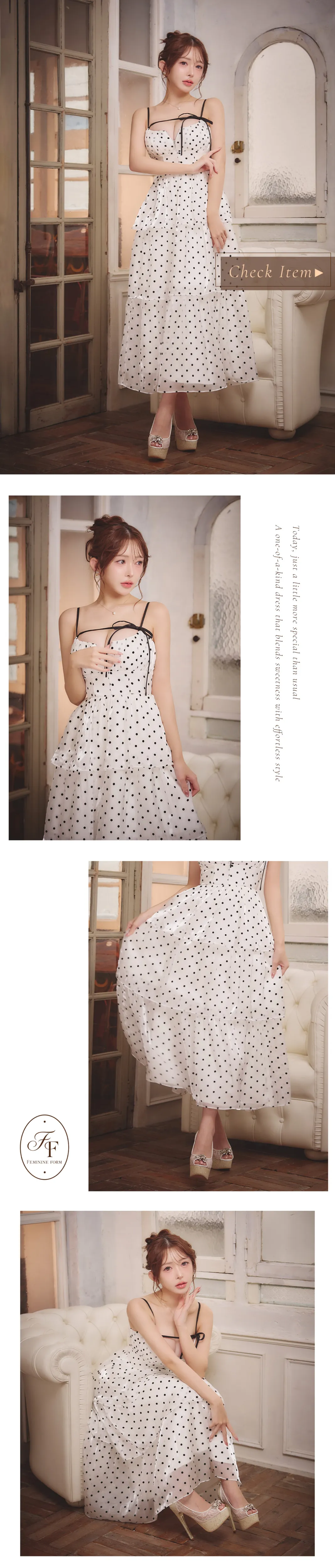 【ROBE de FLEURS】ドット ティアード ワンピース ディテール
