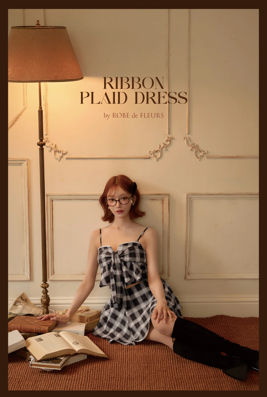 【ROBE de FLEURS/ローブドフルール】チェックリボンプリーツセットアップ 1