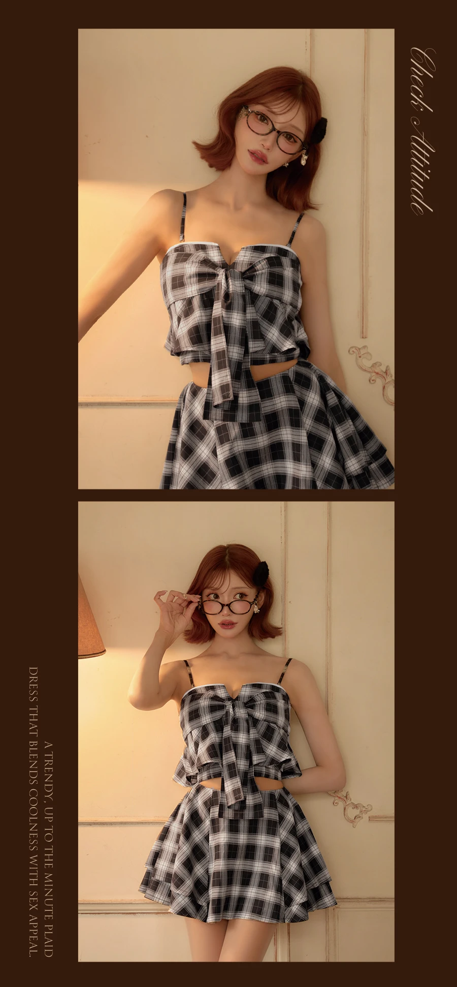 【ROBE de FLEURS/ローブドフルール】チェックリボンプリーツセットアップ 2