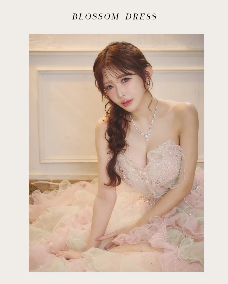 【Glossy/グロッシー】ビジューシャギーニットホルターネックバックリボンミニドレス 3