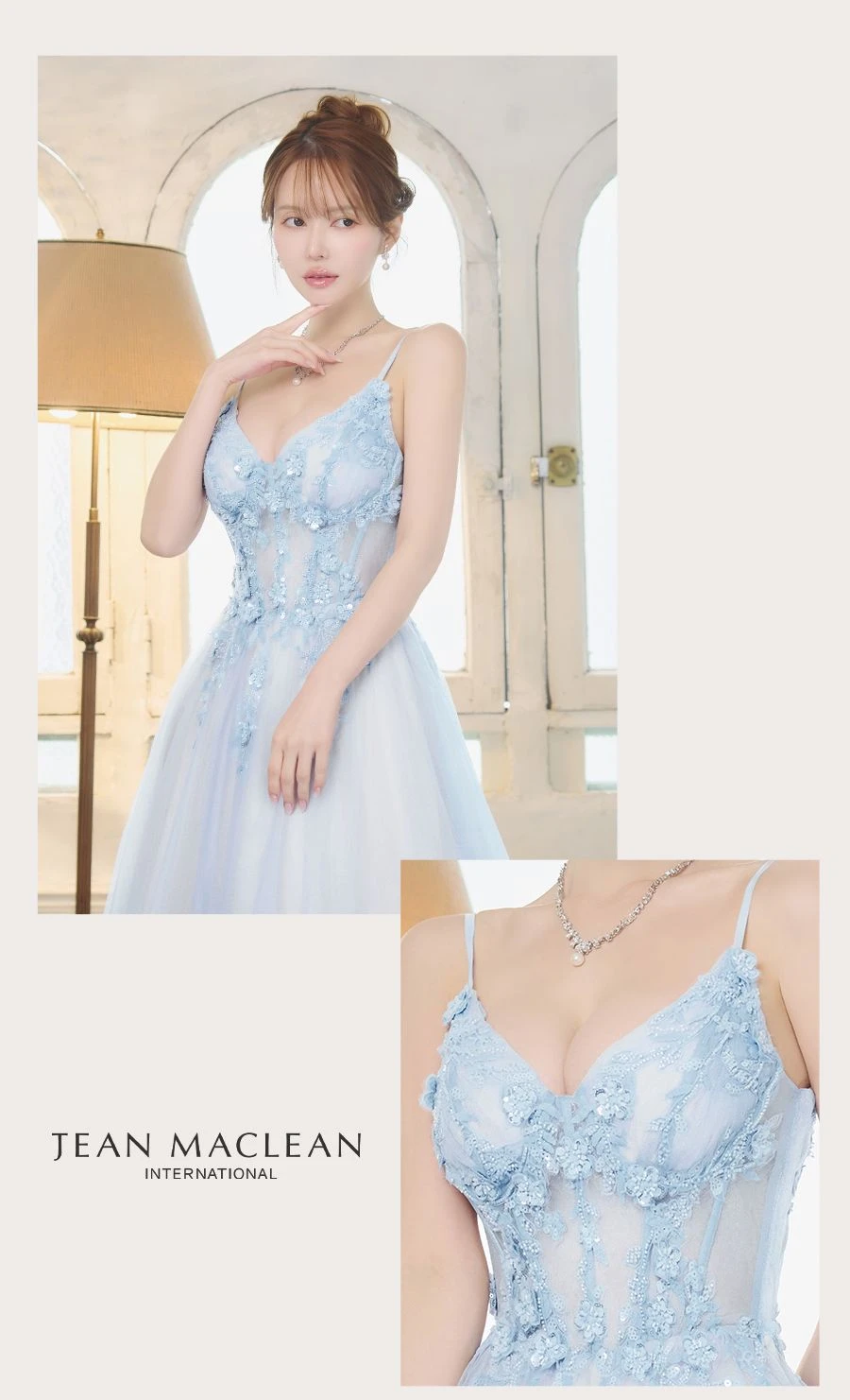 【Glossy/グロッシー】ビジューシャギーニットホルターネックバックリボンミニドレス 2