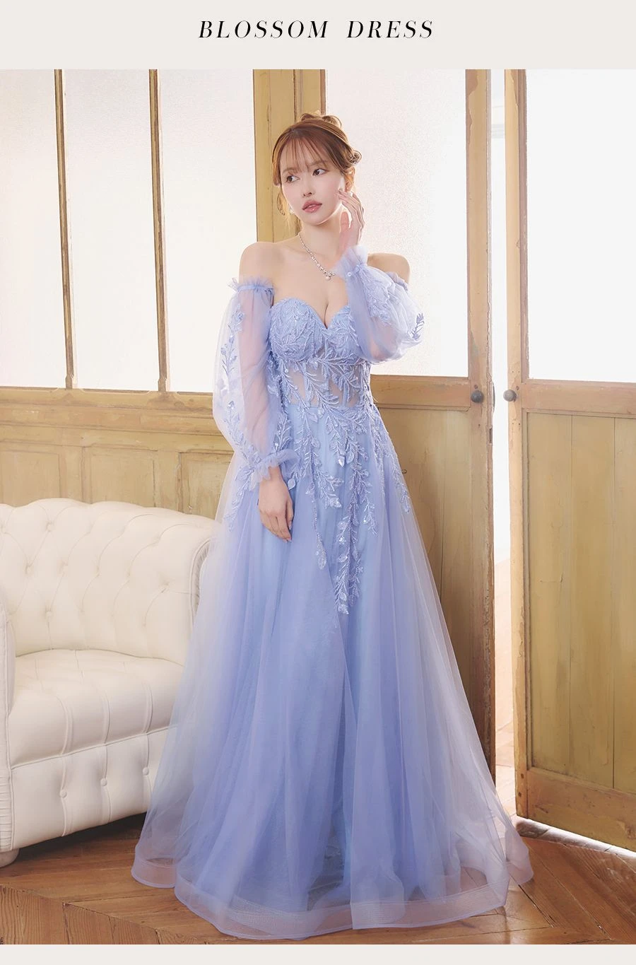 【Glossy/グロッシー】ビジューシャギーニットホルターネックバックリボンミニドレス 3