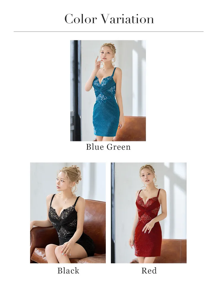 【IRMA/イルマ】フラワー刺繍/ ラメニット/ シアー/ ノースリーブ/ タック/ クロスデザイン/ タイト/ ストレッチ/ ミニドレス/ キャバドレスバリエーション