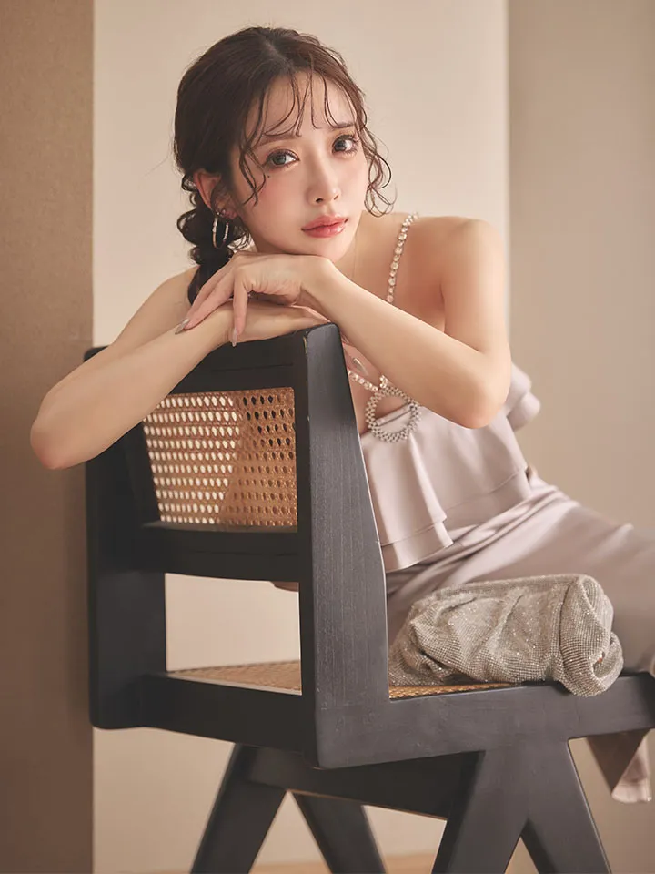 【ANDY/アンディ】ビジューストラップ付き/ ワンカラー/ 2WAY/ フリル/ ベア/ タイト/ スリット/ ミディアムドレス/ キャバドレス4