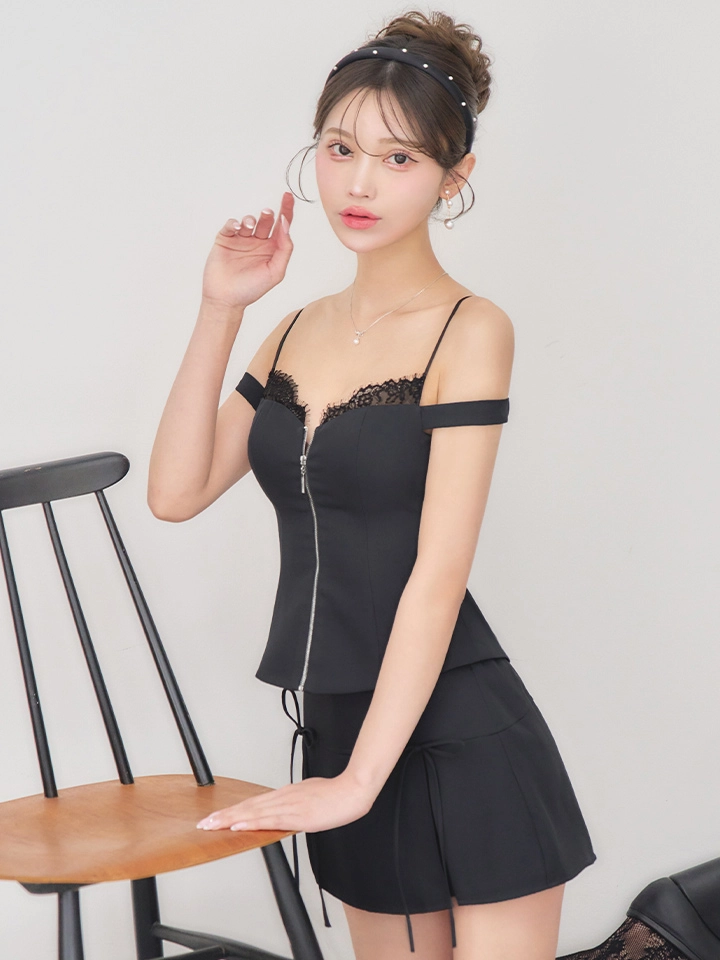 【ANIER./アニエル】【ROBE de FLEURS/ローブドフルール】Bust lace layered two-piece mini dress/ バストレース/ レイヤード/ ツーピース/ フレア/ マイクロミニドレス/ キャバドレス5