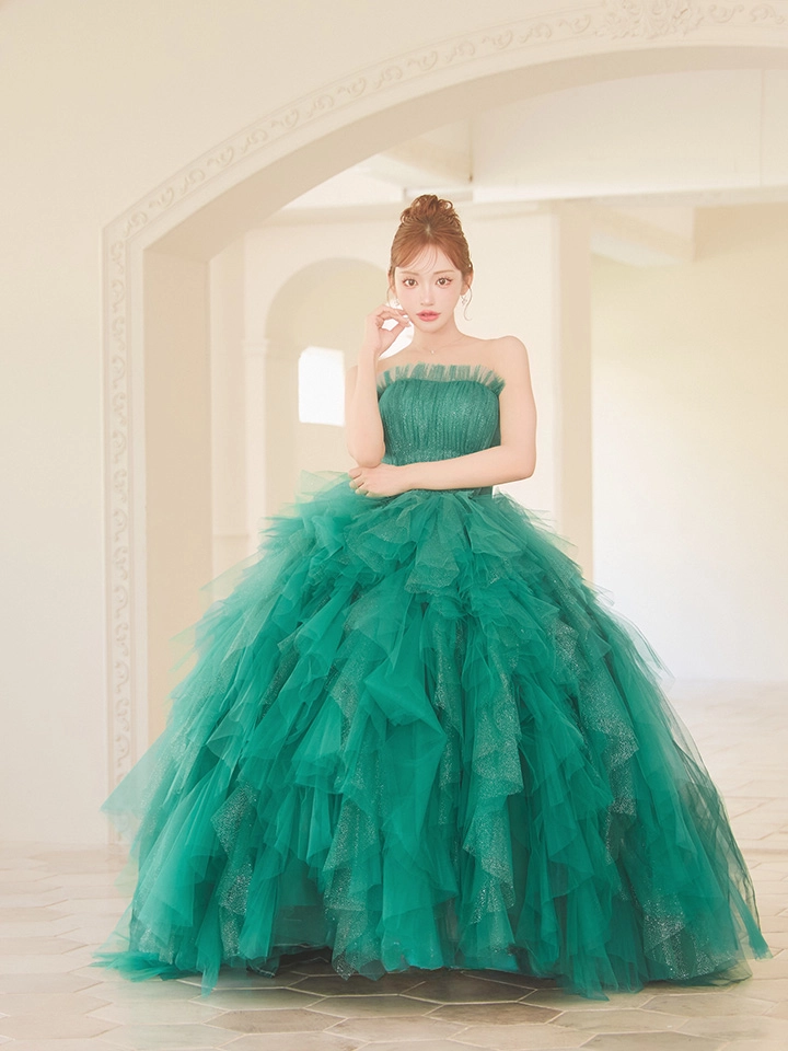 【couture an/クチュールアン】ベア/ ラメ/ チュール/ レース/ フリル/ スピンドル/ フレア/ プリンセス/ ロングドレス/ キャバドレス1