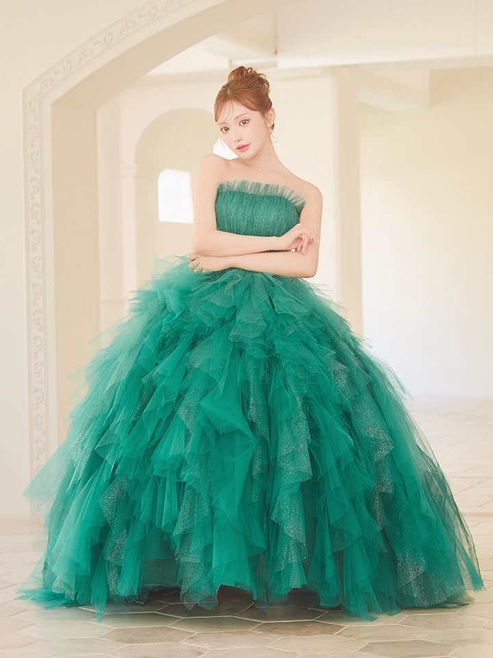 【couture an/クチュールアン】ベア/ ラメ/ チュール/ レース/ フリル/ スピンドル/ フレア/ プリンセス/ ロングドレス/ キャバドレス2