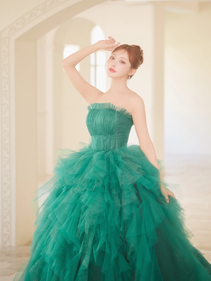 【couture an/クチュールアン】ベア/ ラメ/ チュール/ レース/ フリル/ スピンドル/ フレア/ プリンセス/ ロングドレス/ キャバドレス3