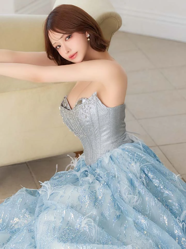 【couture an/クチュールアン】ベア/ フェザー/ ビジュー/ グリッター/ スパンコール/ チュール/ フレア/ プリンセス/ ロングドレス/ キャバドレス3