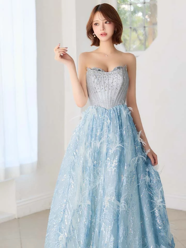 【couture an/クチュールアン】ベア/ フェザー/ ビジュー/ グリッター/ スパンコール/ チュール/ フレア/ プリンセス/ ロングドレス/ キャバドレス5