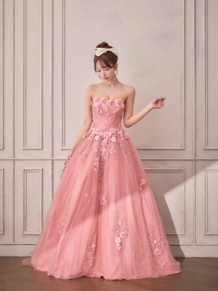 【ANGEL R/エンジェルアール】ベア/ ウェディング/ バースデー/ プリンセス/ フラワーパール/ ビジュー/ ラメ/ キャバドレスlong1