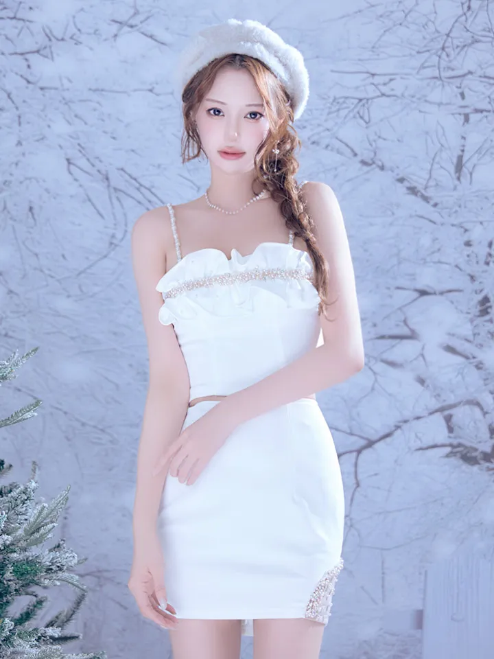 【ANGEL R/エンジェルアール】バストフリル/ パール/ ビジュー/ ベアトップ/ セパレート/ タイト/ ミニドレス/ キャバドレス2