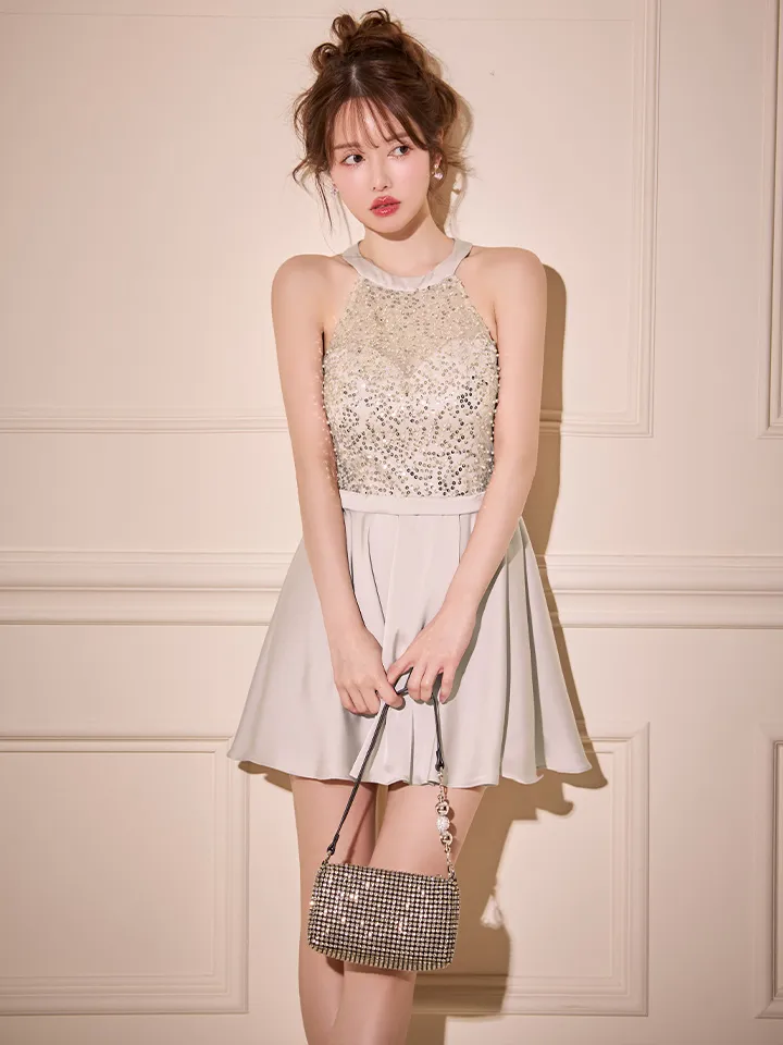 【ANGEL R/エンジェルアール】ホルターネック/ スパンコール/ ビジュー/ フレア/ マイクロミニドレス/ キャバドレス4