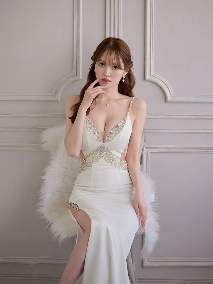 【ANGEL R/エンジェルアール】キャミソール/ バストカット/ ビジュー/ スリット/ タイト/ ロングドレス/ キャバドレス long3