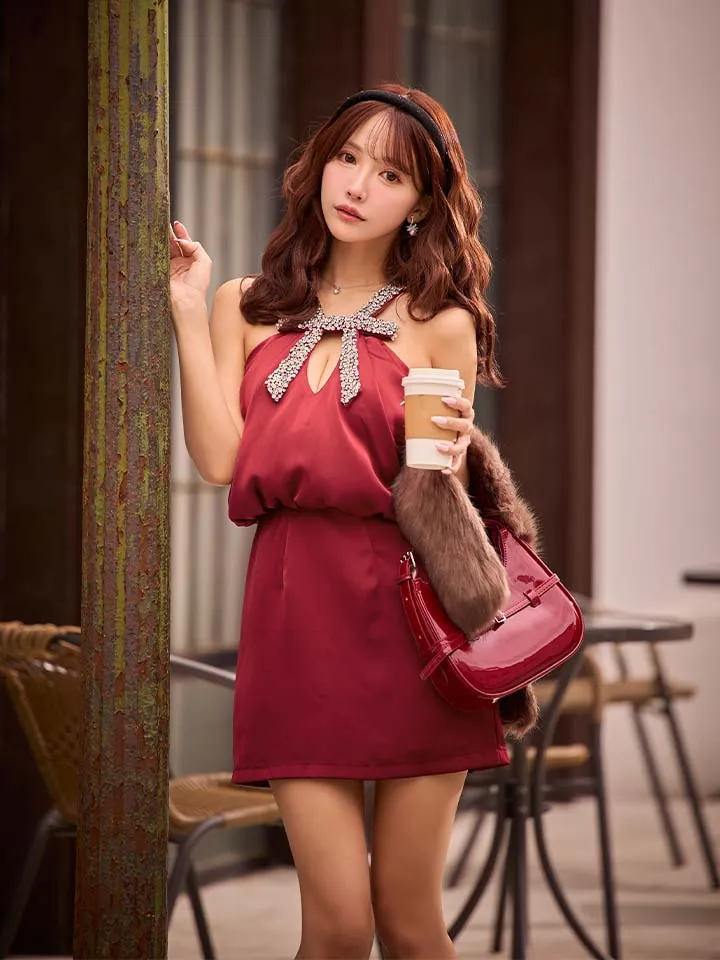 【ANGEL R/エンジェルアール】ネックビジュー/ サテン/ バストカット/ サテン/ フレア/ キャバドレス5