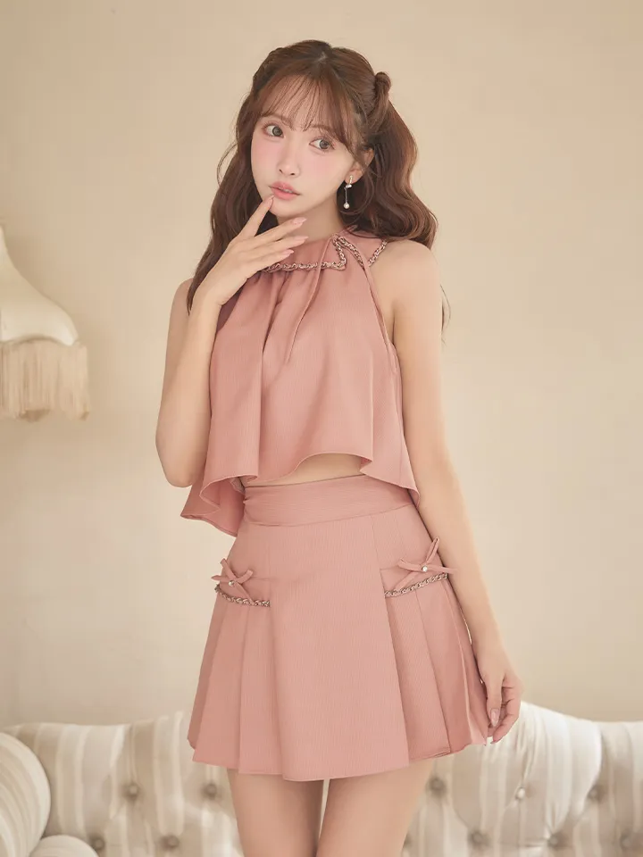 【ANGEL R/エンジェルアール】カラー/ チェーン/ リボン/ プリーツ/ セットアップ/ フレア/ マイクロミニドレス/ キャバドレス4