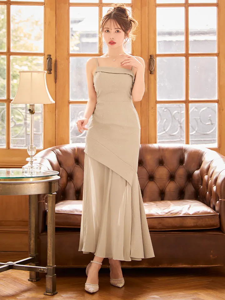 【ANGEL R/エンジェルアール】アシンメトリーデザイン/ シフォン/ ラメ/ タイト/ ロングドレス/ キャバドレス2