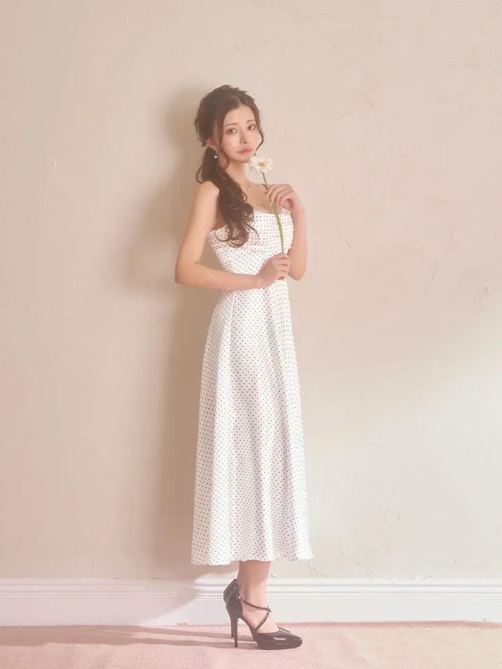 【ANGEL R/エンジェルアール】バストシャーリング/ ドット/ キャミソール/ フレア/ ロングドレス/ キャバドレス4