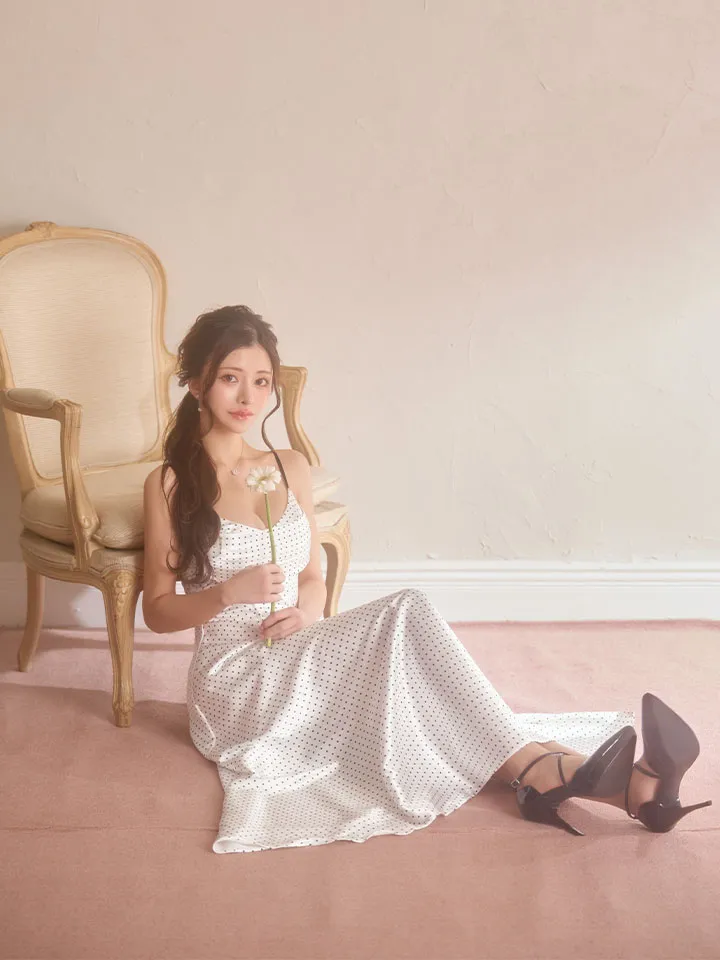 【ANGEL R/エンジェルアール】バストシャーリング/ ドット/ キャミソール/ フレア/ ロングドレス/ キャバドレス5