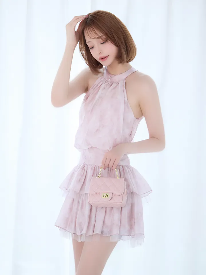 【ANGEL R/エンジェルアール】ホルターネック/ ギャザー/ ウエストマーク/ フラワー/ シフォン/ フレア/ マイクロミニドレス/ キャバドレス[OF2]4